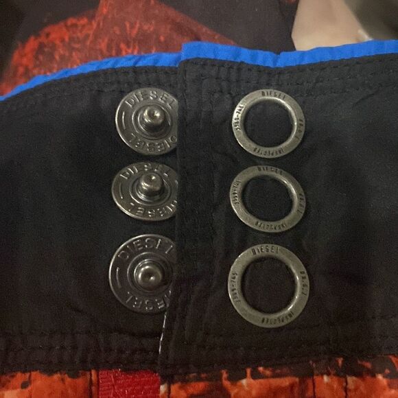 Diesel Swimwear Red Acid Dye Board Short Size US 32.  12 inch inseam - Picture 4 of 6